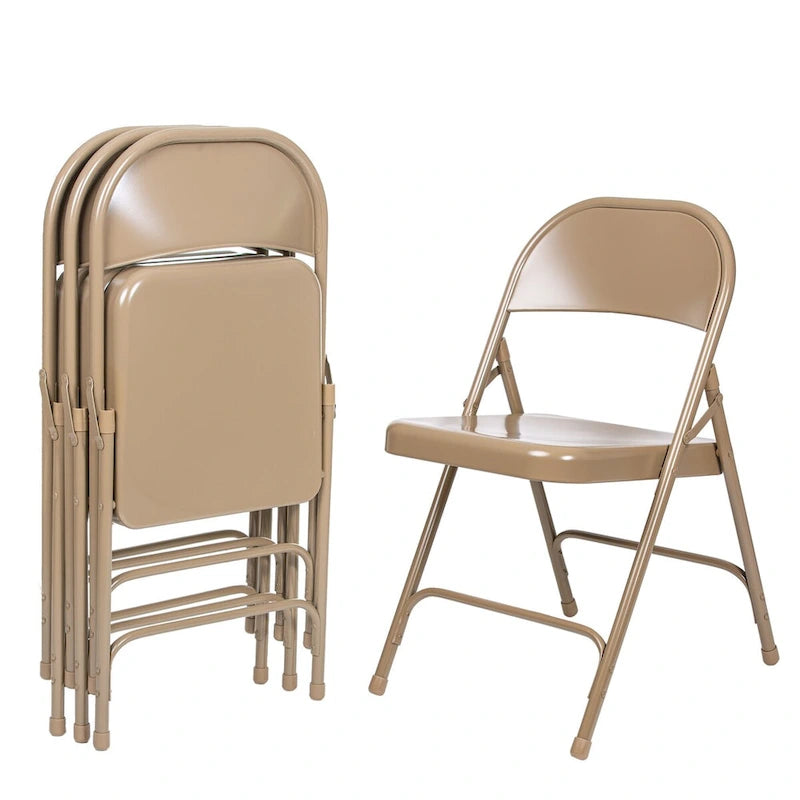 Hampden Furnishings Bernadine Collection Metal Round-Backed Folding Chair, Pack of 4