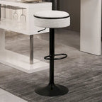 Modern PU Height Adjustable Swivel Bar Stool with Storage, Set of 2