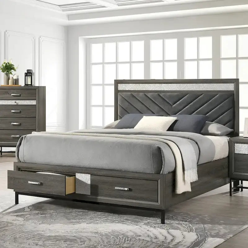 Furniture of America Heinisk Contemporary Grey 5-Piece Platform Bedroom Set
