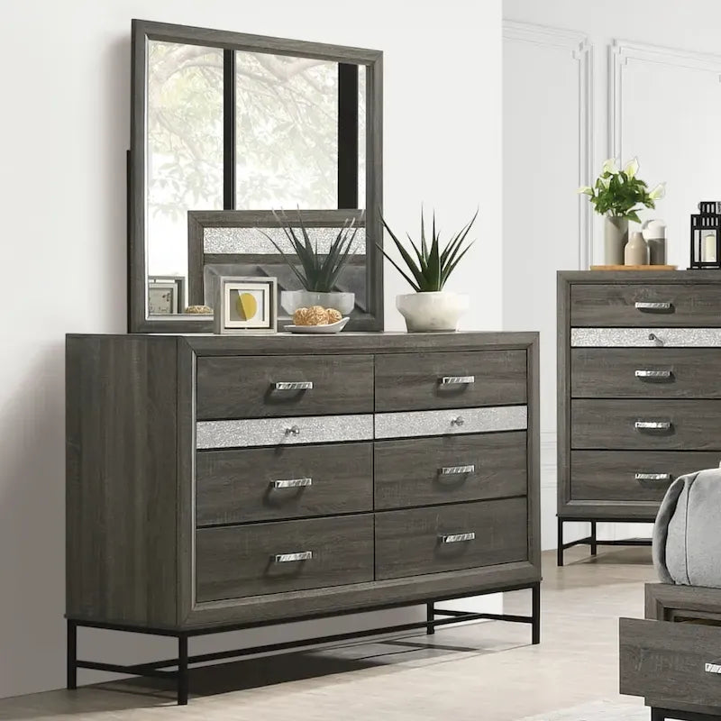 Furniture of America Heinisk Contemporary Grey 5-Piece Platform Bedroom Set