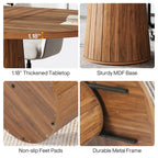 55.11 Inch Brown Wood Oval Conference Table with Wood Base for 6 People - N/A