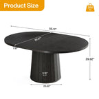 55.11 Inch Brown Wood Oval Conference Table with Wood Base for 6 People - N/A