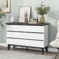 6-Drawer Double Dresser with Wide Drawers,White Dresser for Bedroom, Wood Storage Chest of Drawers for Living Room Hallway