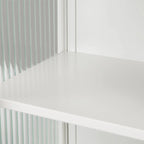 Roomfitters Modern 23.62 Glass Door Wall Cabinet with Two-Tier Enclosed Storage, Open Shelf, and Towel Rack for Entryway