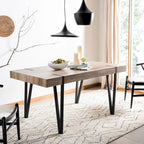 SAFAVIEH Asal Mid-Century Industrial Rustic Dining Room Table - 59.1 W x 35.4 L x 29.5 H - 59Wx35Dx30H
