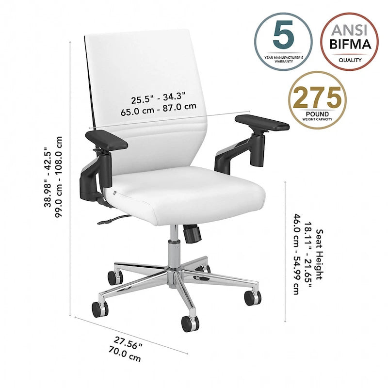 Cabot Mid Back Leather Office Chair by Bush Furniture